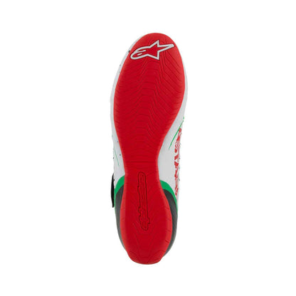 Bottines Karting ALPINESTARS TECH-1 KX V3 FIA 8877 2022 Blanc Vert Rouge